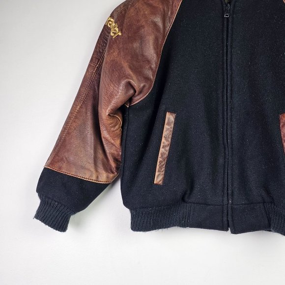 Vtg 2000 Cripple Creek PBR Wrangler Presented Las Vegas Leather Bomber, Kids 6/7 - Picture 5 of 9